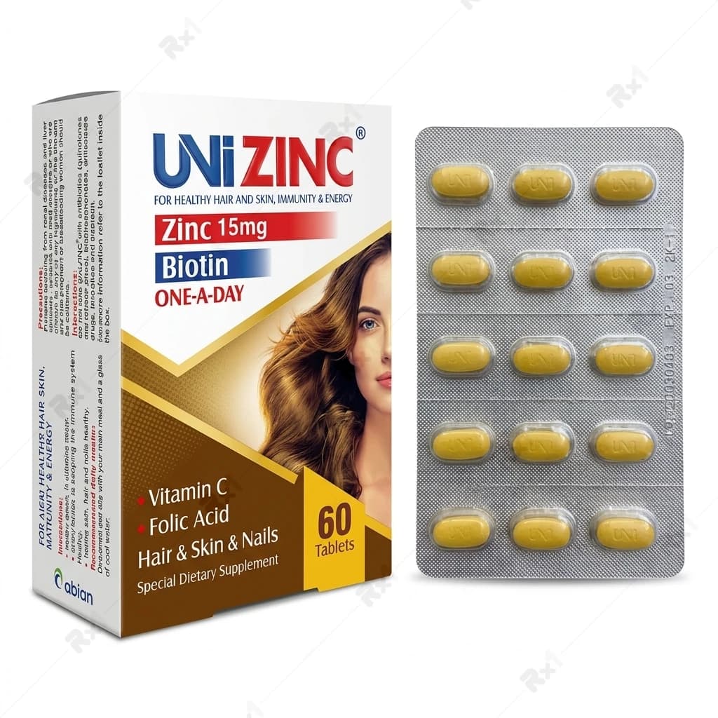 قرص یونی زینک ابیان دارو بسته 60 عددی