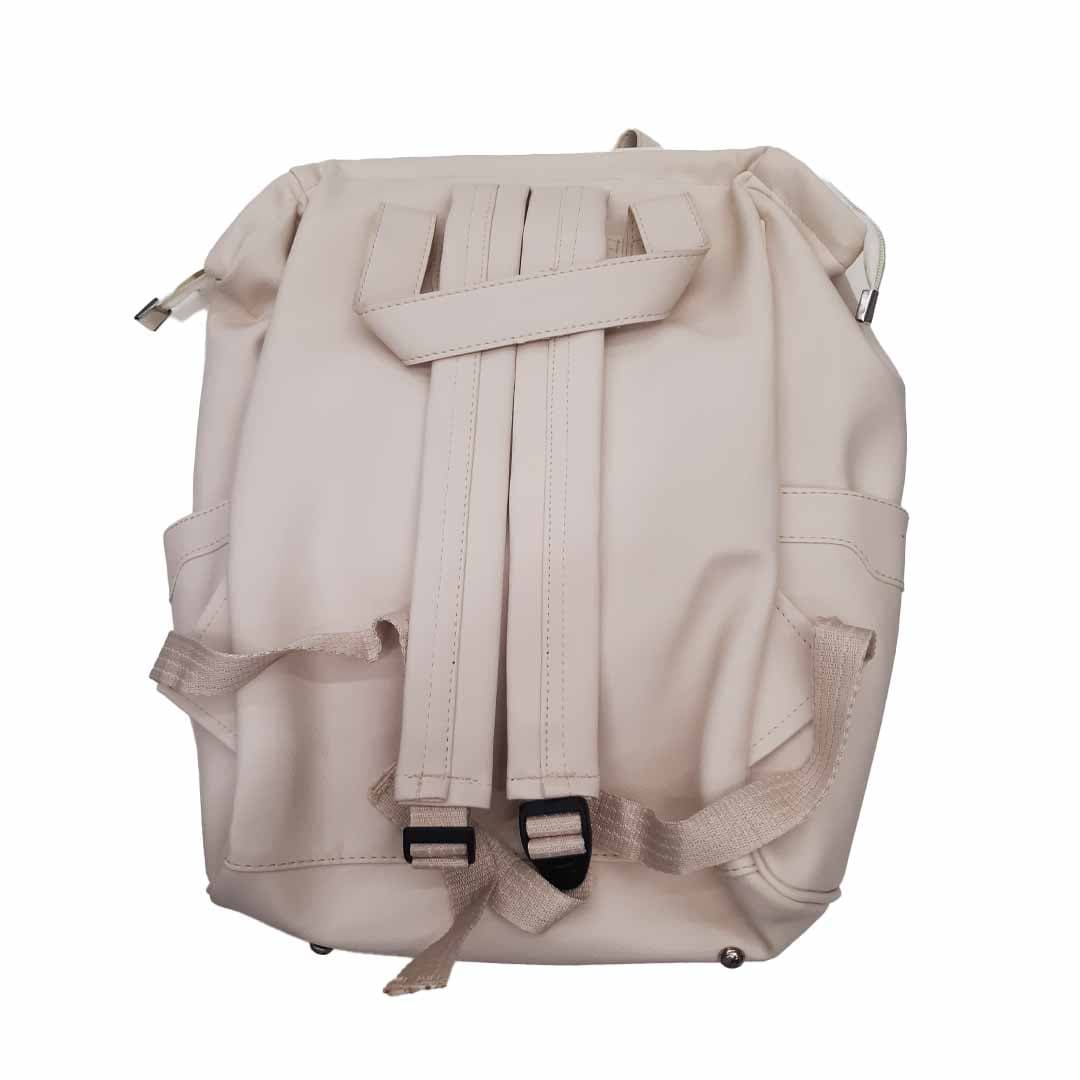 کیف کوله ای نوزادی رنگ کرم با طرح راه راه — تصویر ۲