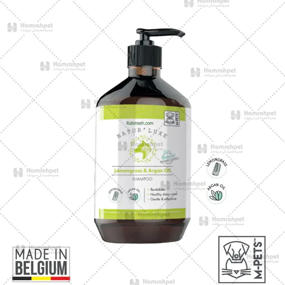 شامپو گیاهی آبرسان برگ لیمو و روغن آرگان سگ و گربه ام پتز بلژیک 500ml — تصویر ۲