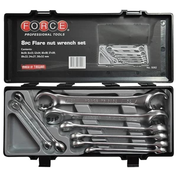 جعبه آچار دو سر رینگ باز (آچار لوله) 8 عددی FORCE مدل F5082