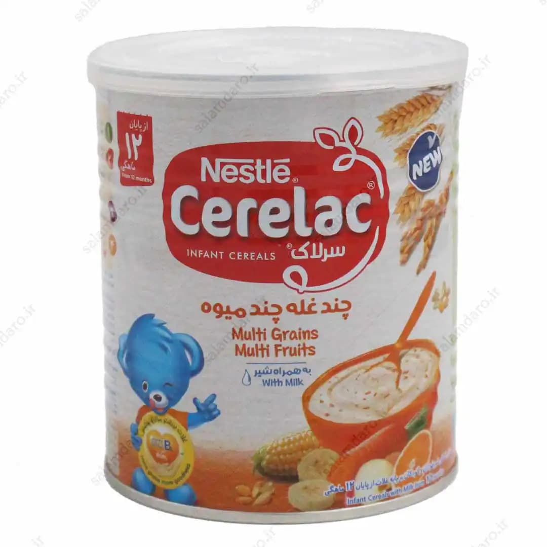 سرلاک چند غله چند میوه نستله به همراه شیر از 12 ماهگی (400 گرم)