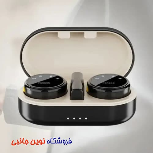 میکروفون یقه ای دو فرستنده پرودو مدل PD-WMDMIC-BK ا Porodo PD-WMDMIC-BK Lavalier Microphones Type-C Connector With Lightning Adapter (تک / عمده) — تصویر ۴