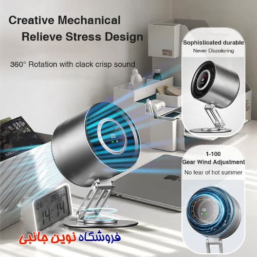 فن خنک کننده شارژِی رومیزی مدل H6-V8 بدنه فلزی ا H6-V8 CANON Rechargeable Metal Desktop Stand Folding (تک / عمده ) — تصویر ۴