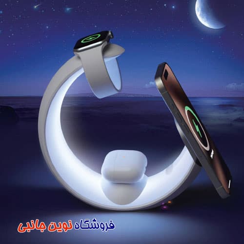 استند شارژر هوشمند وایرلش گرین لاین مدل Moon Charge ا Green Lion Moon Charge 4 in 1 Wireless Charger Compatible With MagSafe (تک/عمده) — تصویر ۲