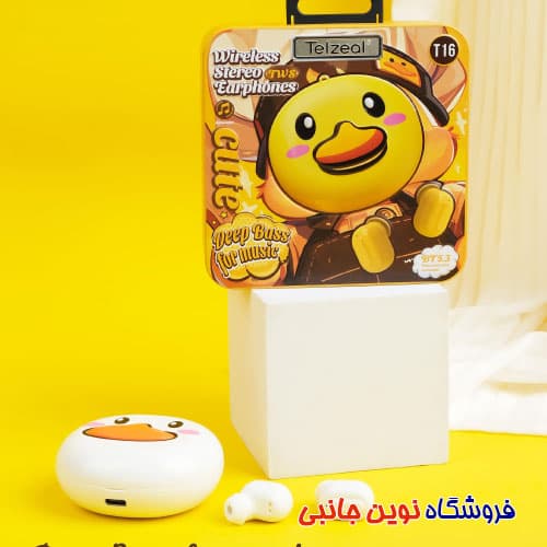هندزفری ایرپاد بلوتوثی تلزیل مدل T16 طرح کودکانه اردک ا Telzeal T16 Wireless Stereo Earphones ENC Deep Bass (تک / عمده) — تصویر ۳