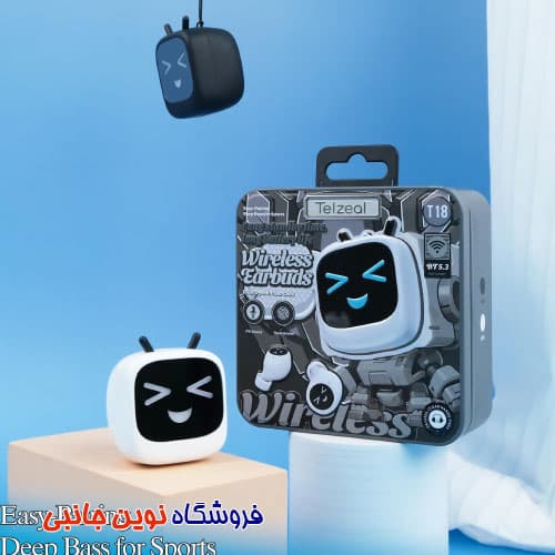 هندزفری ایرپاد بلوتوثی تلزیل مدل T18 طرح فانتزی تاچ کنترل ا TELZEAL T18 ENC WIRELESS HEADPHONE Noise Cancelling (تک / عمده) — تصویر ۵