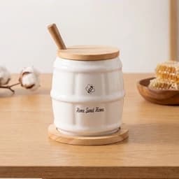 عسل خوری سرامیکی طرح بشکه (ظرف عسل) — تصویر ۲