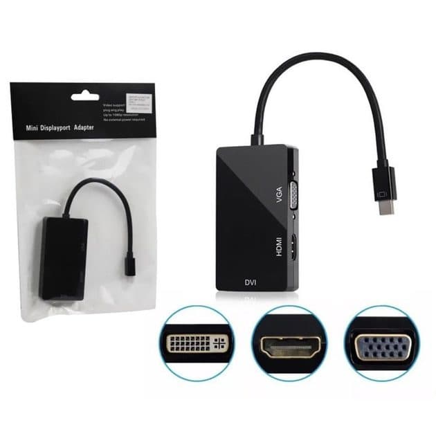 تبدیل مینی دیسپلی به مولتی 3 پورت ا Mini DisplayPort to HDMI/VGA/DVI-I Conversion کد 1003 — تصویر ۲