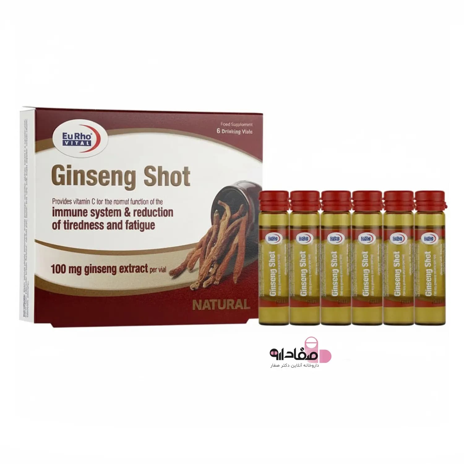 ویال خوراکی جینسینگ شات یوروویتال 6 عددی | Ginseng Shot – Eurho Vital