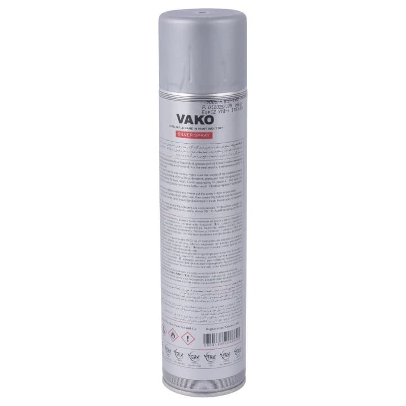 اسپری رنگ نقره ای Vako 300ml — تصویر ۳