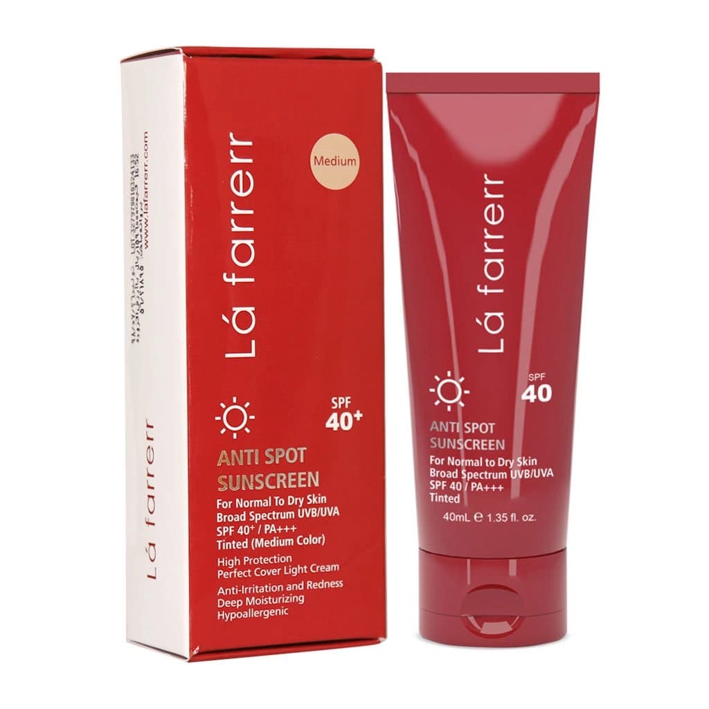 کرم ضد آفتاب رنگی لافارر SPF40 پوست خشک و معمولی بژ متوسط 40 میلی لیتر | Anti Spot Sunscreen SPF40+ For Normal To Dry Skin Lafarrerr