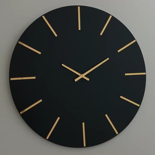 ساعت دیواری ساده چوبی مشکی مولتی طلایی کد 82 پس کرایه