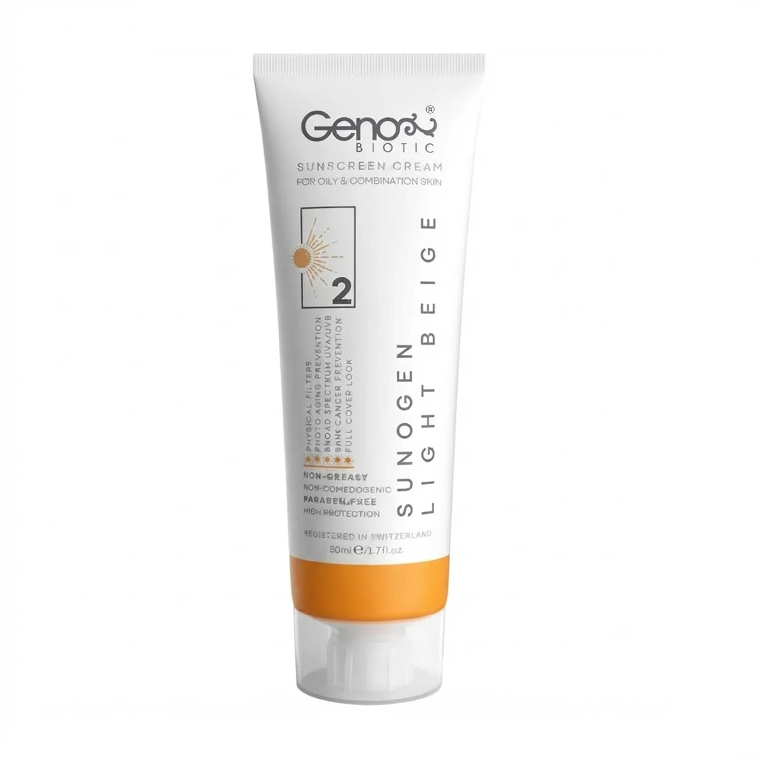 کرم ضدآفتاب SPF 50 پوست چرب ژنوبایوتیک ۵۰ میلی‌لیتر | Genobiotic Sunscreen SPF 50 for Oily Skin 50 ml