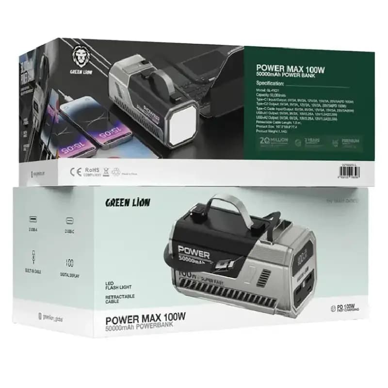پاوربانک 50 هزار 100 وات گرین لاین Green Lion 50000mAh Power Bank 100W — تصویر ۹