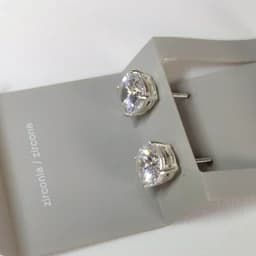 گوشواره نقره 925 نگین دار گوشواره جواهری نقره وارداتی — تصویر ۲