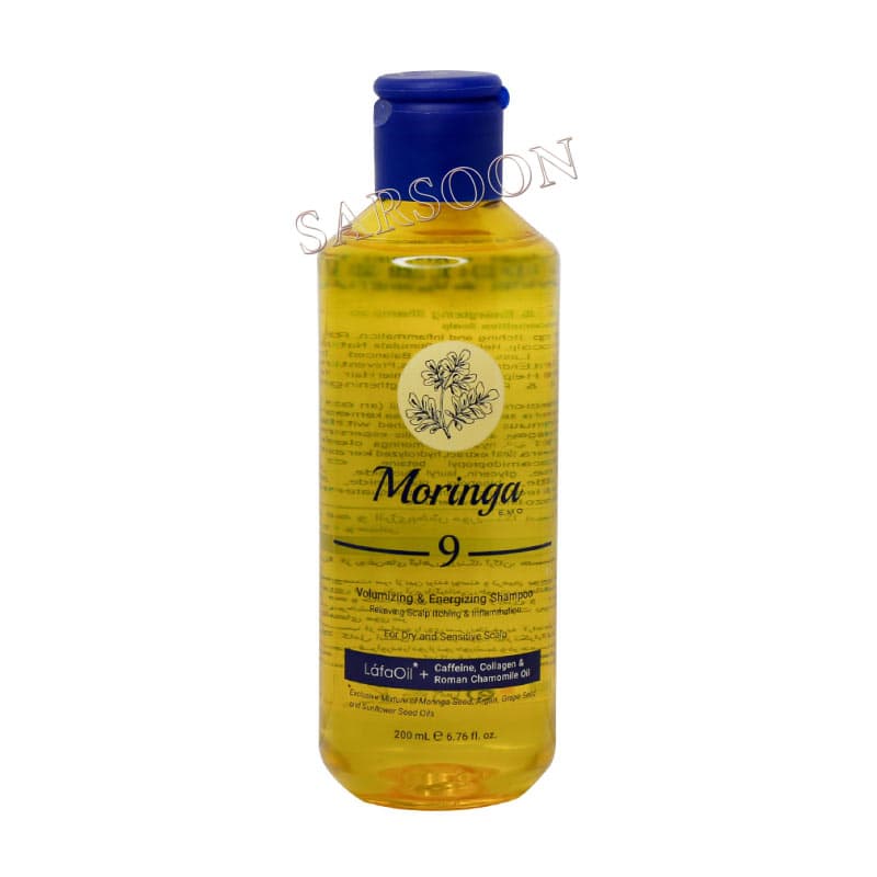 شامپو حجم دهنده و انرژی بخش 9 مورینگا امو مناسب پوست سر خشک و حساس Moringa Emo 9 Volumizing And Energizing Shampoo For Dry And Senstive Scalp — تصویر ۲