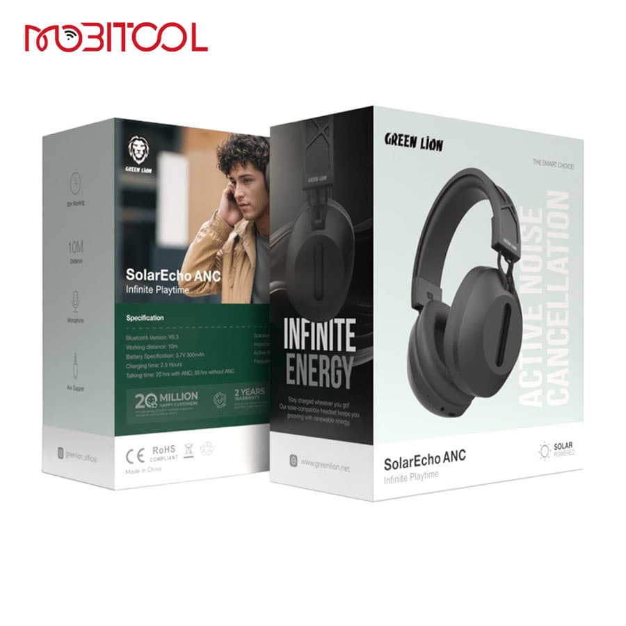 هدفون بلوتوث سولار گرین لاین Green Lion SolarEcho ANC Infinite Playtime — تصویر ۴