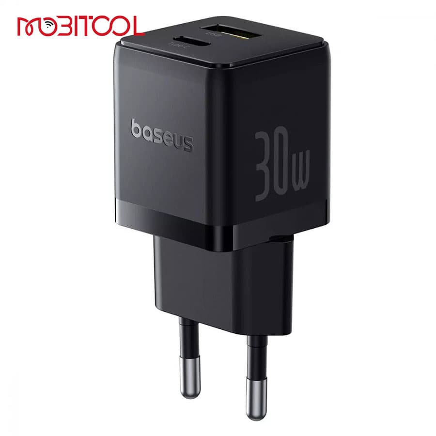 شارژر دیواری 30 وات دو پورت بیسوس با کابل دو سر تایپ سی Baseus CCZC30UE Palm Fast Charger 1C+1U 30W P1011160A113 — تصویر ۳