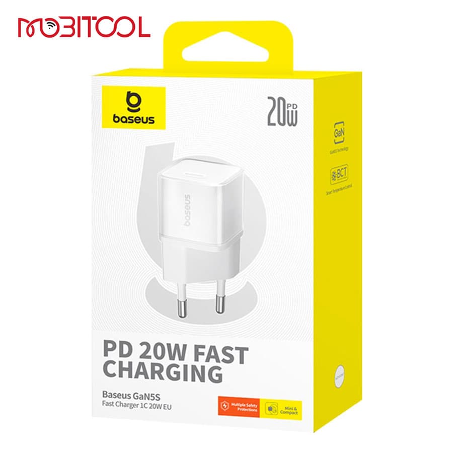آداپتور شارژ دیواری 20 وات بیسوس Baseus CCGAN20E5-S GaN5S Fast Charger 20W P10162503213-00 — تصویر ۸