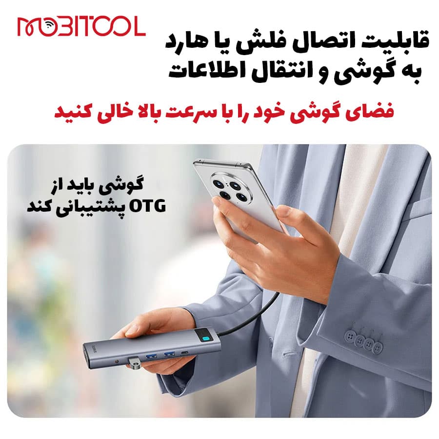 هاب تایپ سی 11 پورت بیسوس Baseus Metal Gleam Series 11 Port USB BS-OH147 B00030709811 — تصویر ۵