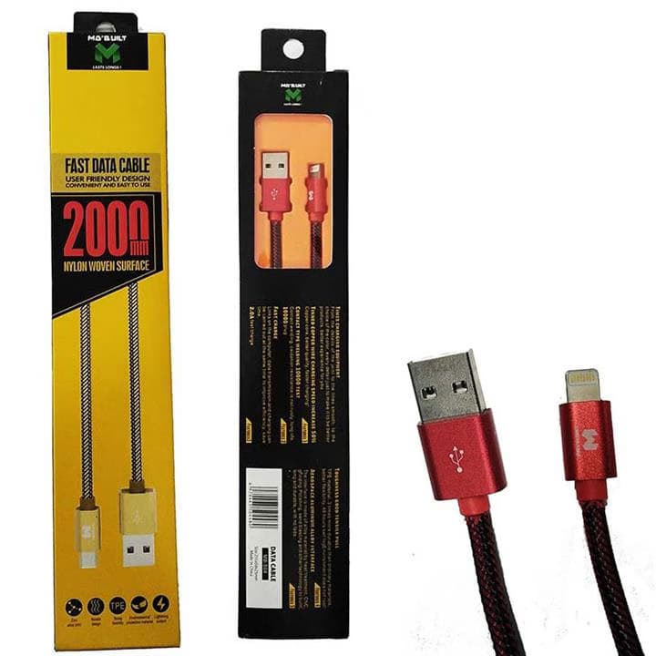 کابل شارژ لایتنینگ MOBUILT مدل MB-504 به طول 2 متر — تصویر ۲