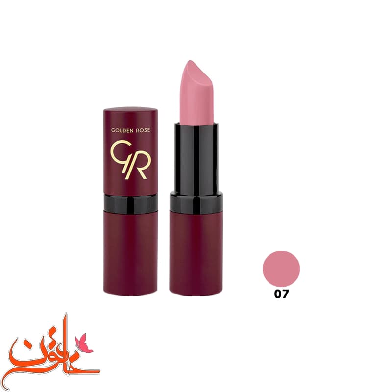 رژ لب گلدن رز شماره 07 مدل ولوت مات Golden Rose Velvet Matte Lipstick