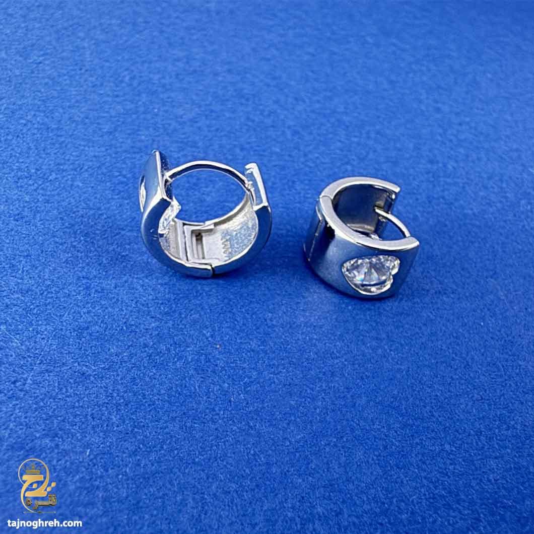 گوشواره نقره حلقه ای کوچک زنانه مدل ESW E34 — تصویر ۵