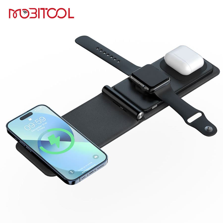 استند و شارژر وایرلس رو میزی سه کاره لولو Levelo Arch Trio MagSafe Wireless Qi Compact Charging Stand — تصویر ۴