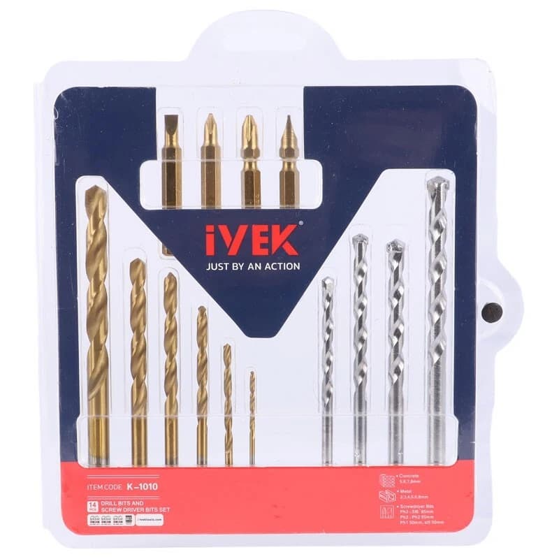 ست سری پیچ گوشتی و مته 14 عددی iVEK K-1010 — تصویر ۲