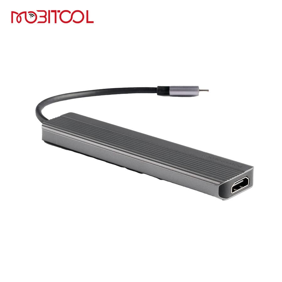 هاب 6 پورت تایپ سی 100 وات پاورولوژی Powerology 6-in-1 Slim 4K HDMI USB-C Hub P61HBCGY — تصویر ۲