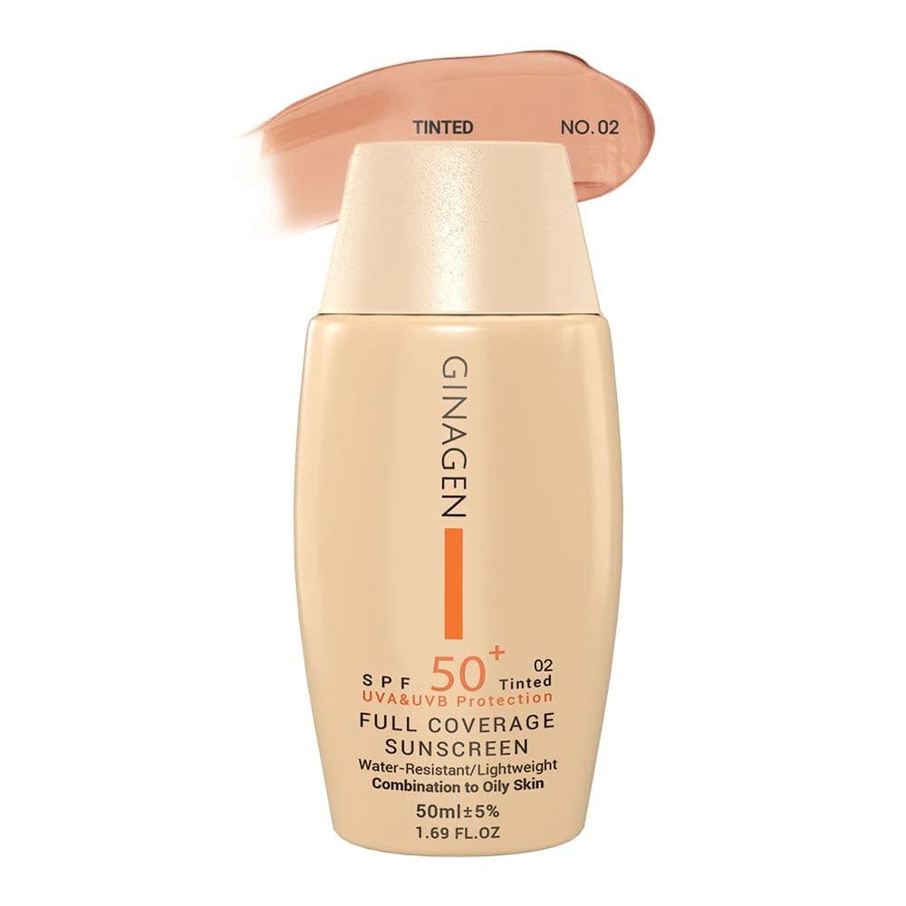 ضد آفتاب رنگی پوست چرب ژیناژن شماره 02 با spf 50 — تصویر ۳