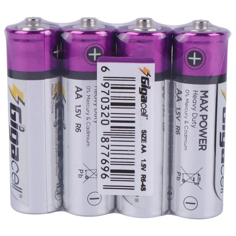 باتری چهارتایی قلمی گیگاسل Max Power Heavy Duty R6 شرینک — تصویر ۳
