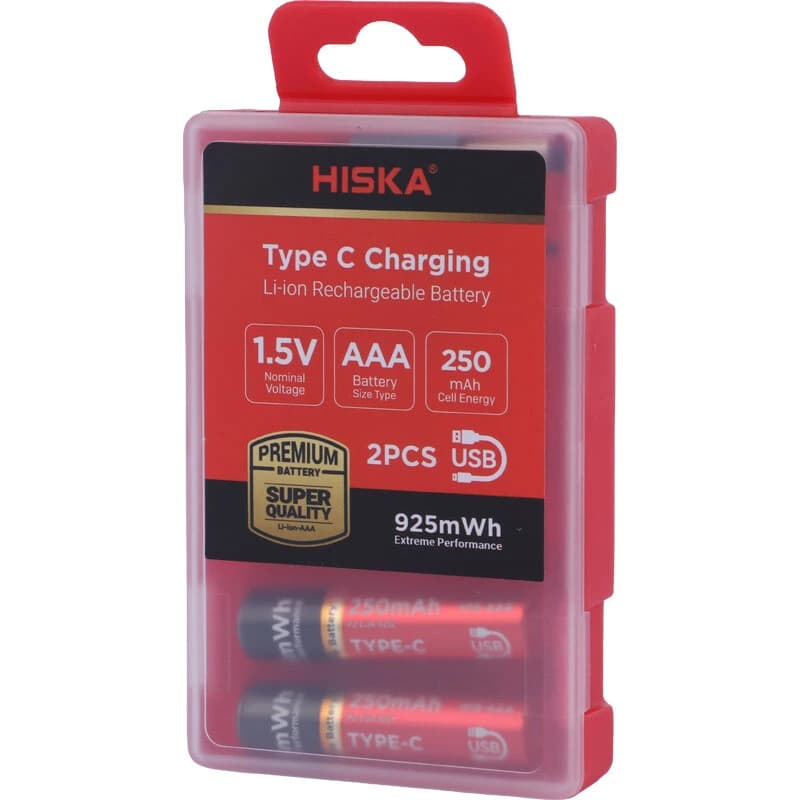 باتری دوتایی نیم قلمی شارژی هیسکا Hiska H16-AAA2 AAA 250mAh — تصویر ۲