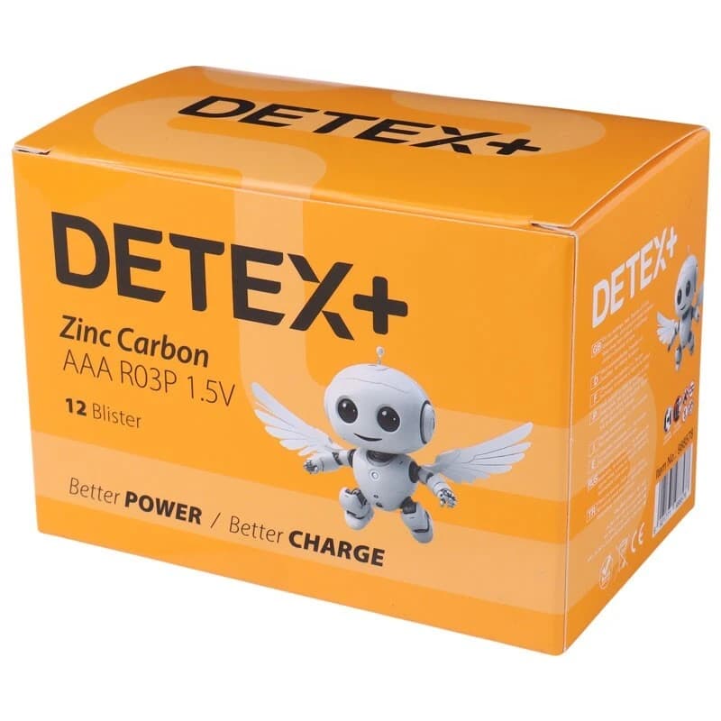 باتری دوتایی نیم قلمی Detex+ Zinc Carbon R03P 1.5V AAA — تصویر ۲