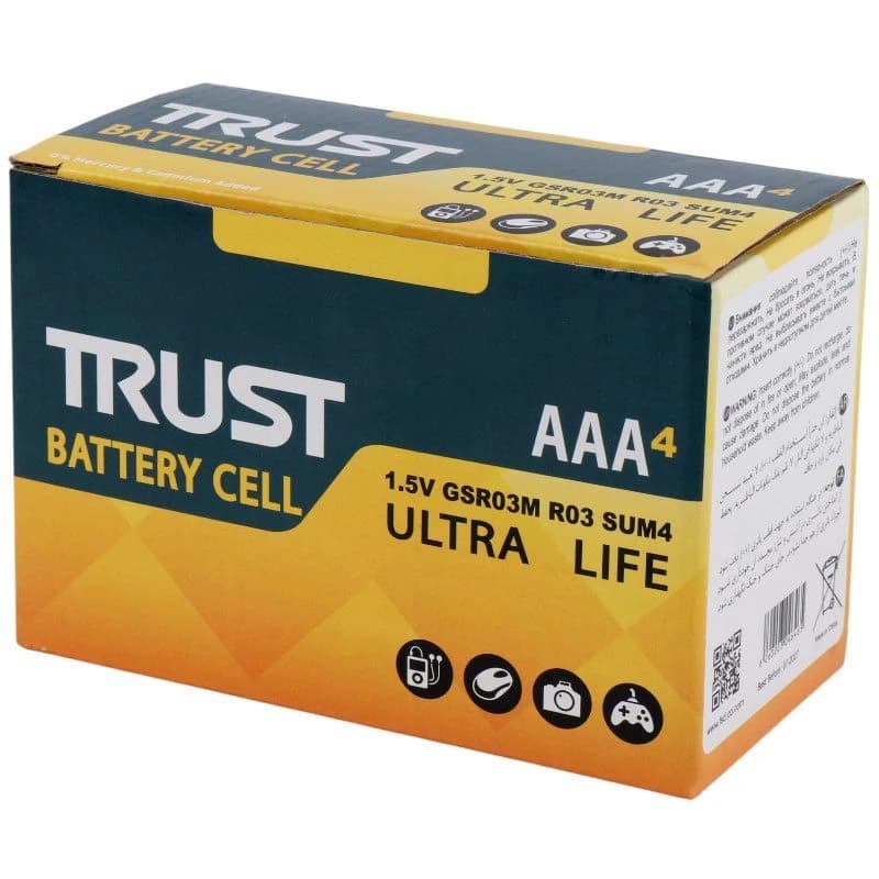 باتری چهارتایی نیم قلمی تراست Ultra Life R03 — تصویر ۲