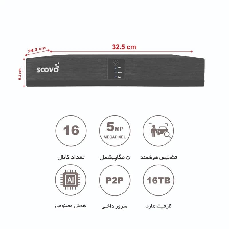 دستگاه XVR اسکوو 16 کانال SC-XVR-5516-5mp-n 5MP — تصویر ۲