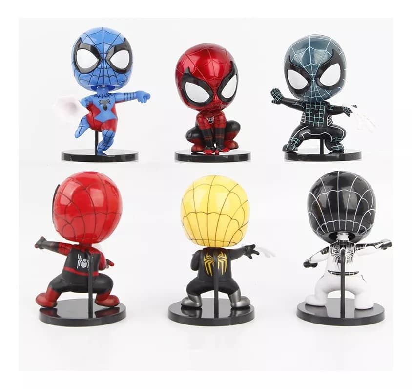 فیگور مردعنکبوتی (اسپایدرمن) SpiderMan (کله فلزی) مجموعه 6 عددی — تصویر ۲