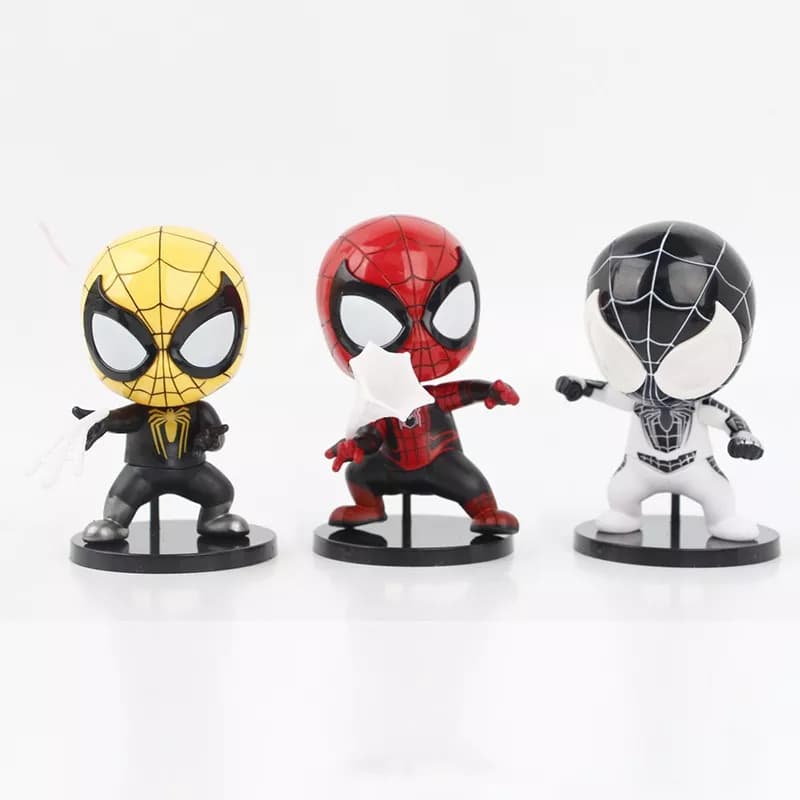 فیگور مردعنکبوتی (اسپایدرمن) SpiderMan (کله فلزی) مجموعه 6 عددی — تصویر ۴