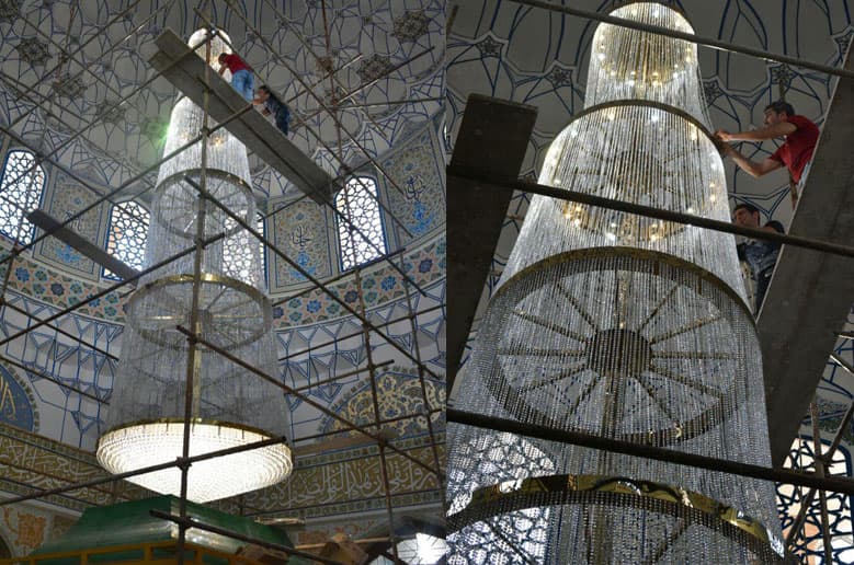 لوستر کریستالی بزرگ مدل ثمن — تصویر ۲