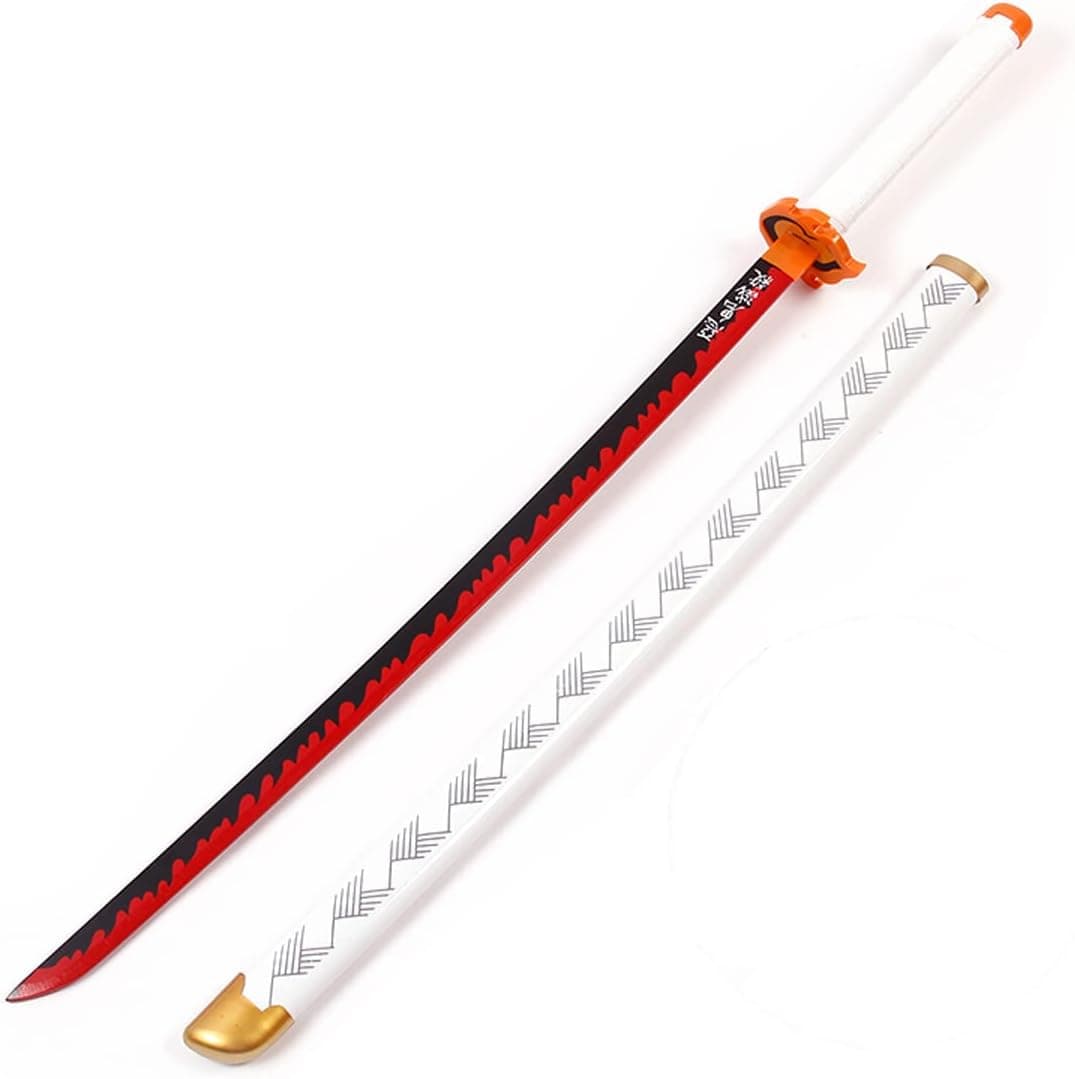 شمشیر چوبی 1 متری مدل کیوجورو رنگوکو Kyojuro Rengoku طرح شیطان کش Demon Slayer (کپی) — تصویر ۴