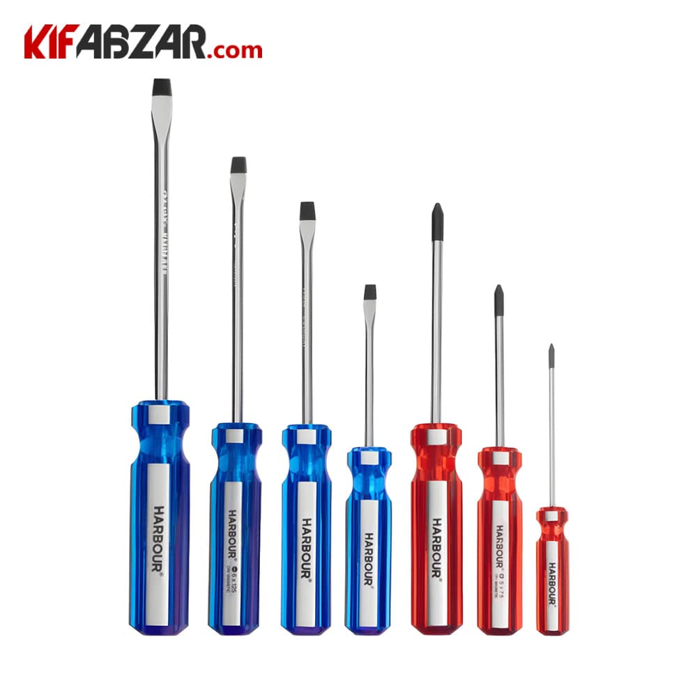 پیچ گوشتی دسته کریستالی کیفی 7 عددی هاربر مدل H7000P — تصویر ۳