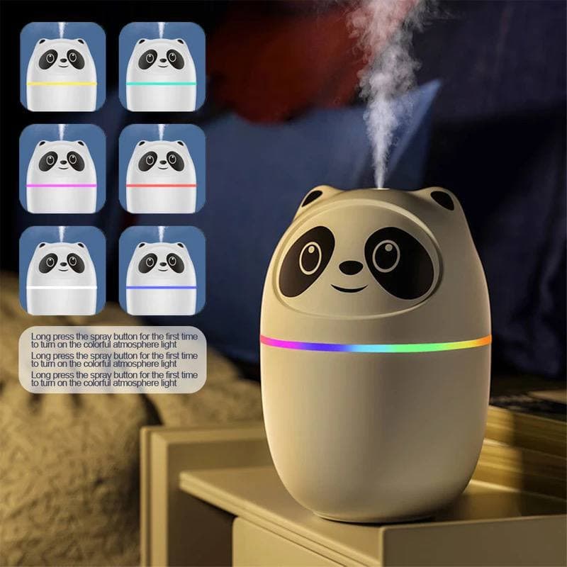 دستگاه بخور سرد مینی طرح پاندا چراغ دار حجم 220 میل Mini Cute Portable Air 220ml — تصویر ۲