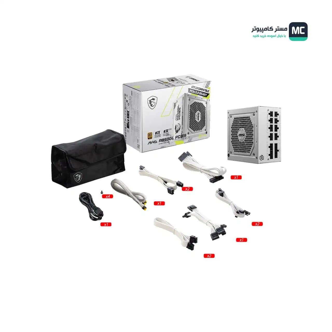 پاور 850 وات ام اس آی MAG A850GL PCIE5 ATX 3.0 WHITE — تصویر ۵