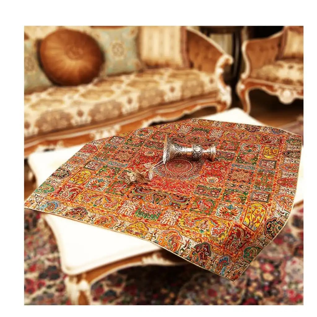 رومیزی مربع ترمه طرح وصال کد 844