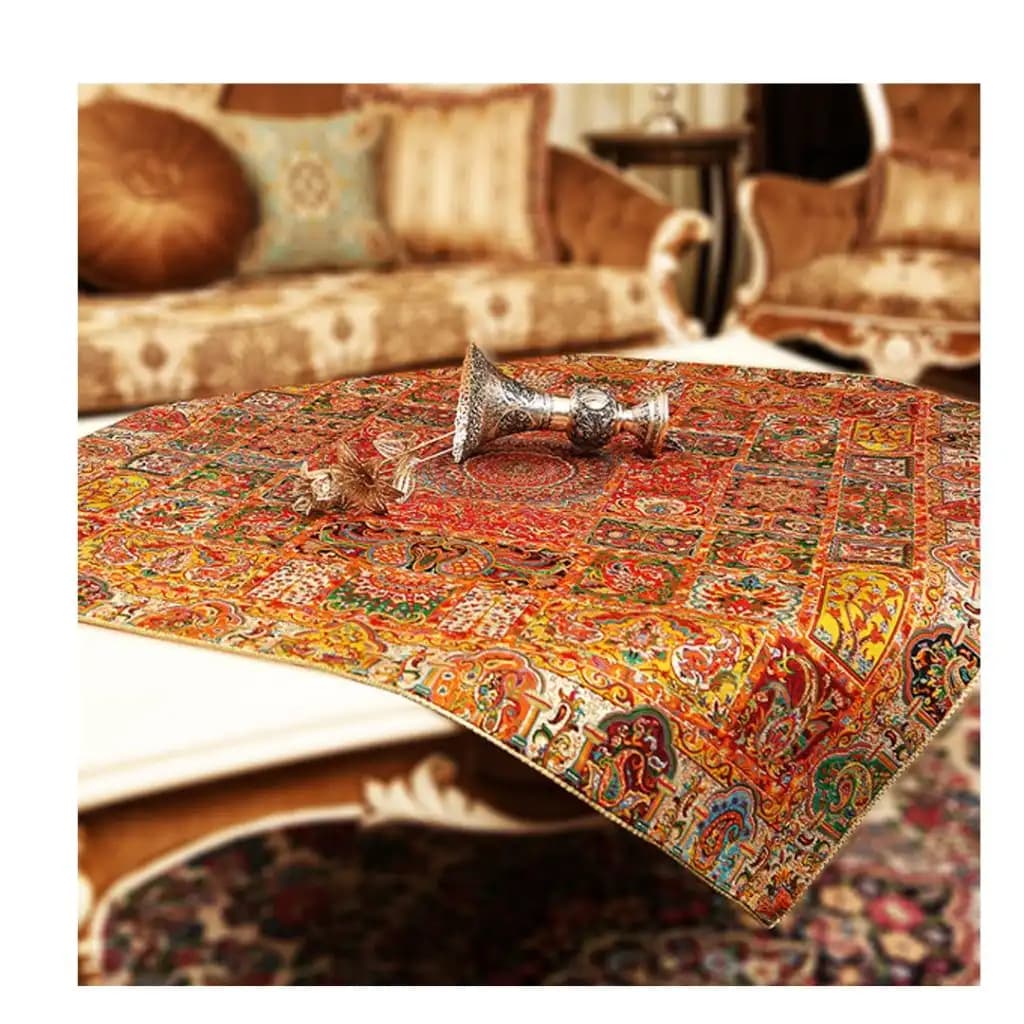 رومیزی مربع ترمه طرح وصال کد 844 — تصویر ۲