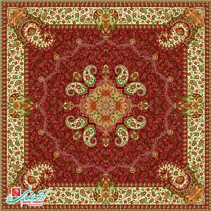 رومیزی ترمه مربع طرح هامون — تصویر ۳