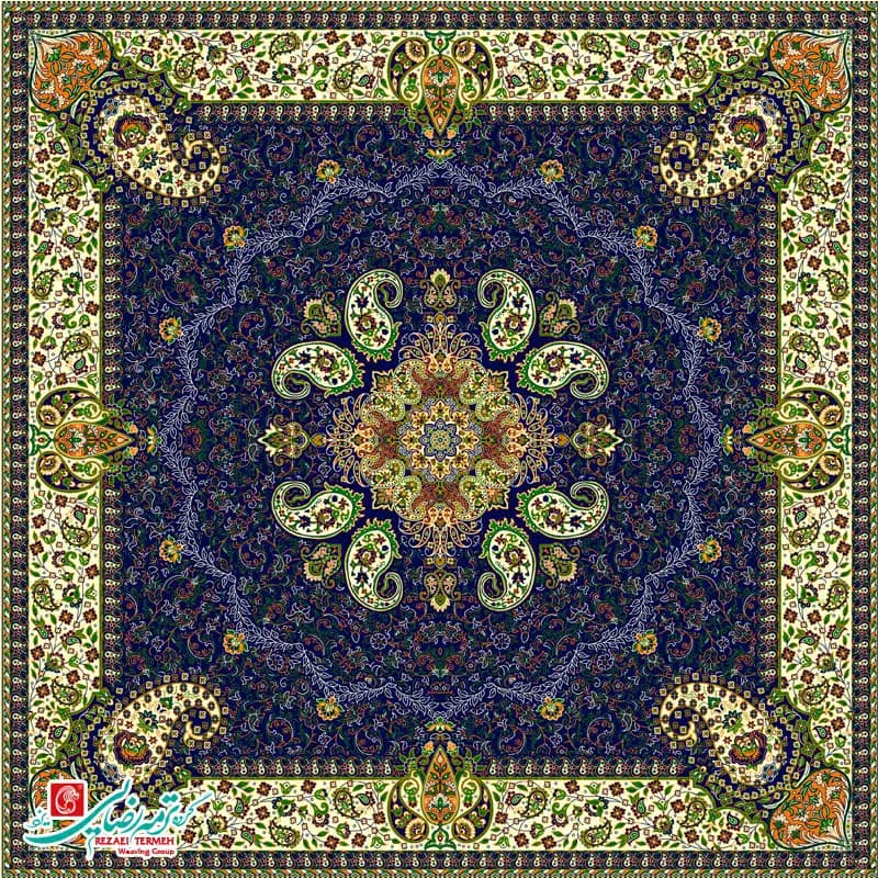 رومیزی ترمه مربع طرح هامون — تصویر ۶