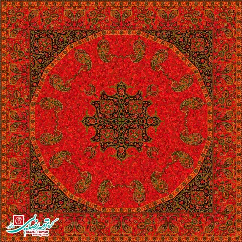 رومیزی ترمه مربع طرح فردوس — تصویر ۲