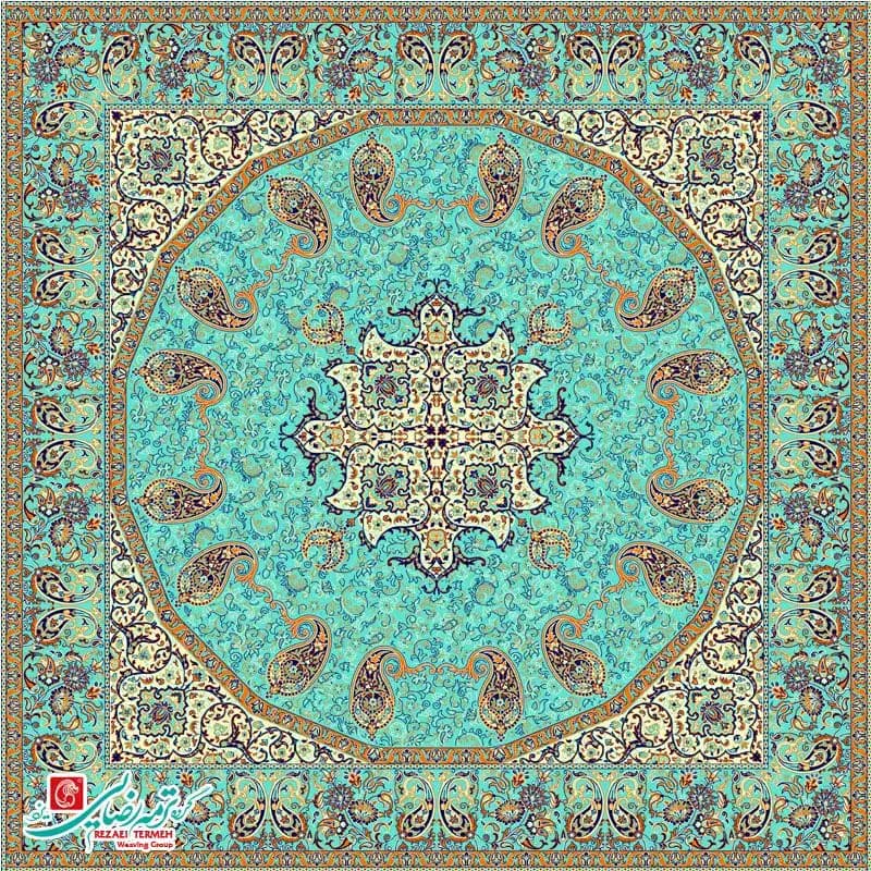 رومیزی ترمه مربع طرح فردوس — تصویر ۴