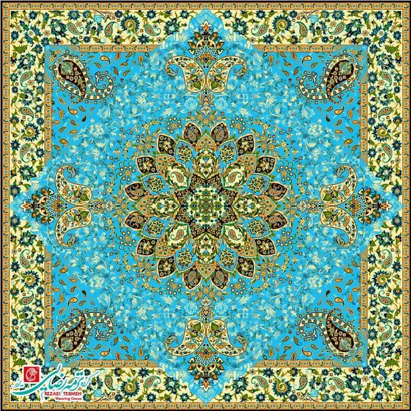 رومیزی ترمه مربع طرح گلدیس — تصویر ۳